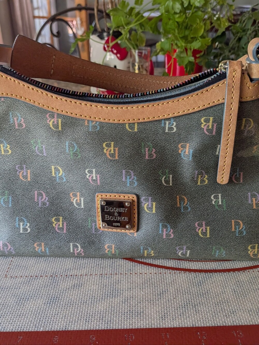 Dooney & Bourke Small Multi Colored Signature Monogram Satchel Shoulder Handbag